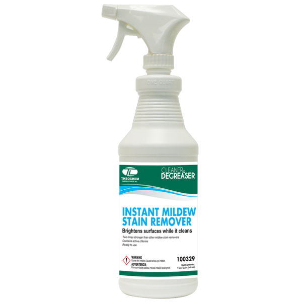 Instant Mildew Stain Remover brightens surfaces while it cleans Theochem