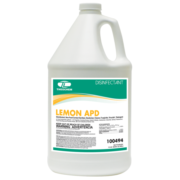 Lemon APD disinfectant, non-food contact sanitizer, deodorizer, cleaner, fungicide, virucide, detergent Theochem